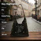 Women’s Black PU Leather Studded