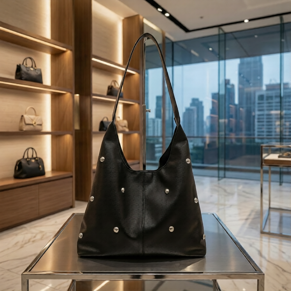 Women’s Black PU Leather Studded