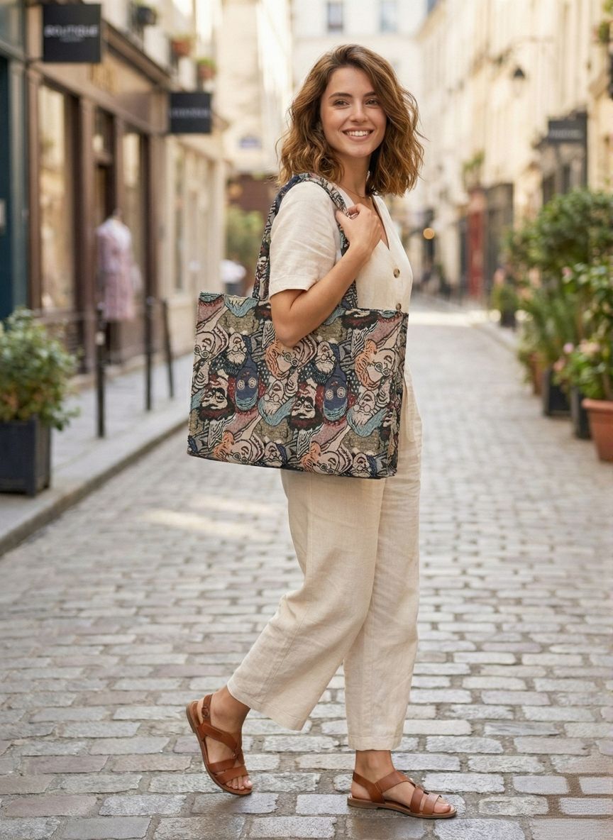 Printed Fabric Tote Bag for Women