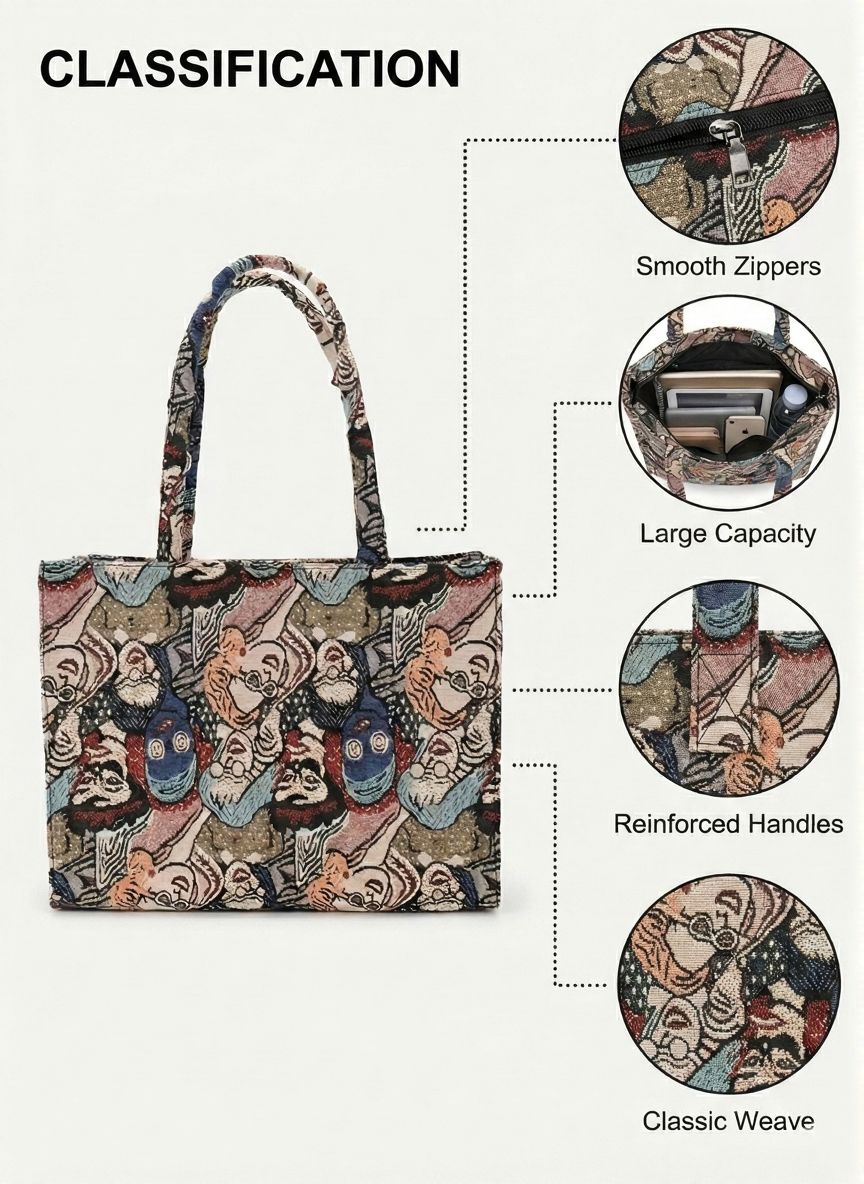 Printed Fabric Tote Bag for Women