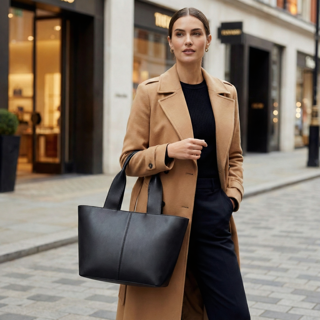 Black PU Leather Hand Bag